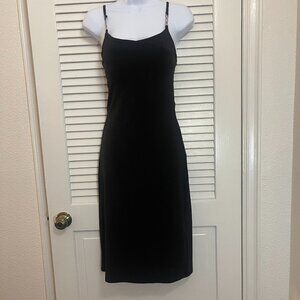 Planet Gold Black Satin Slip Dress XS Minimalist Midi